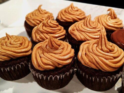 Low Carb Chocolate Chip Cupcakes with Peanut Butter Icing