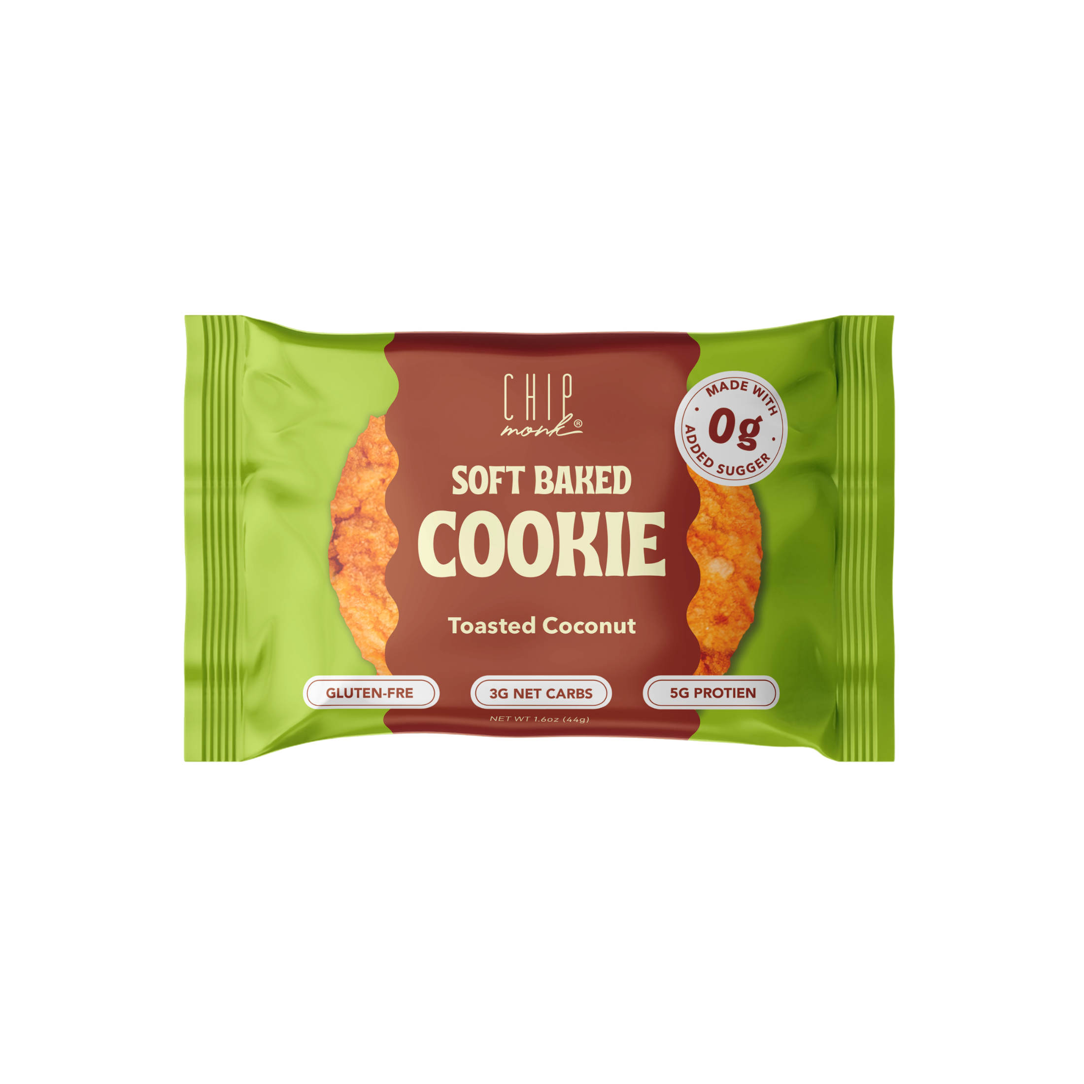Soft-baked coconut keto cookies in eco-friendly packaging – sugar-free, low-carb snack