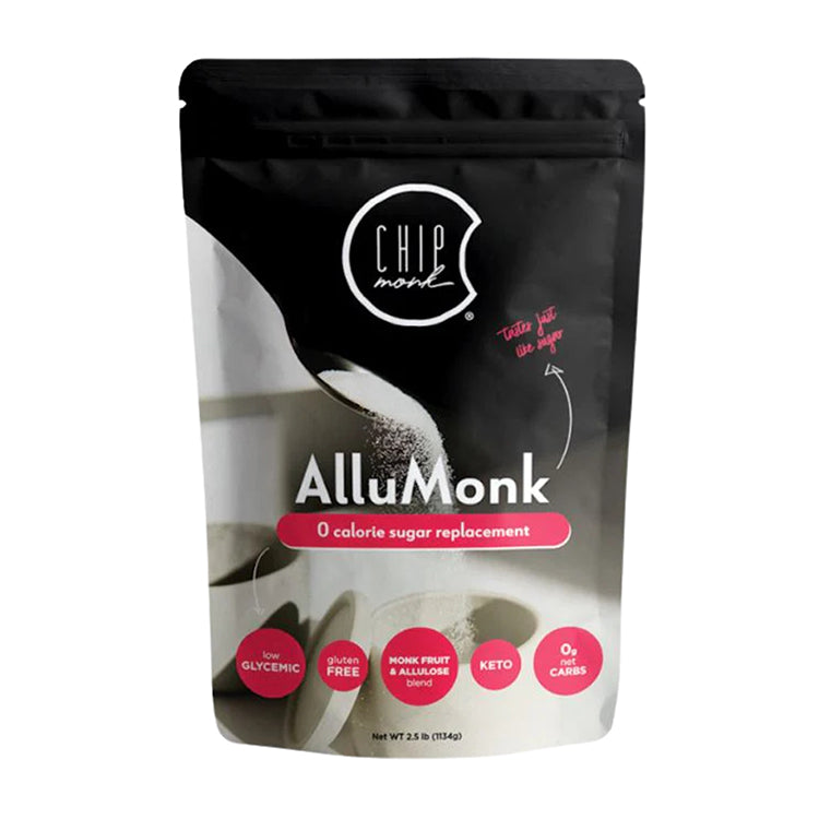 AlluMonk sugar replacement package with branding on a white background