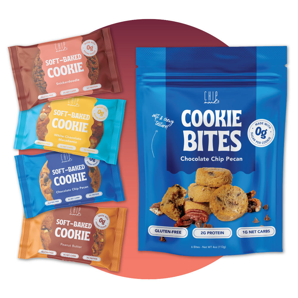Keto Sampler Bundle with 6 low-carb cookie flavors in eco-friendly packaging


