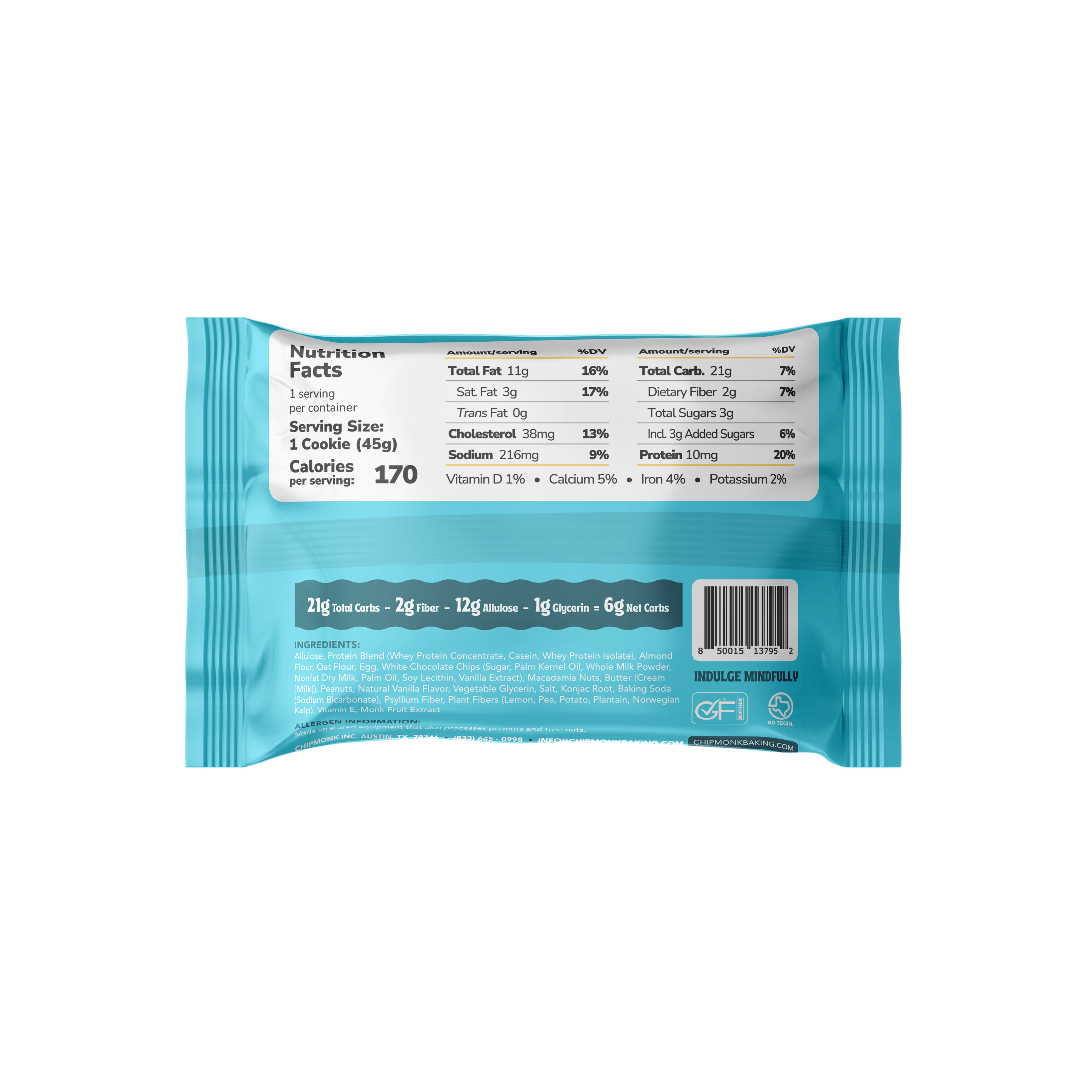 Soft-baked protein cookies with 15g protein and no added sugar