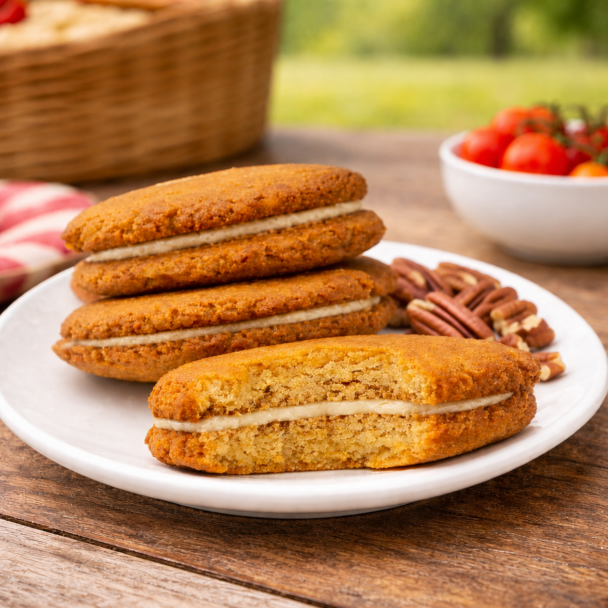 Caramel Pecan Keto Cookie Sandwich