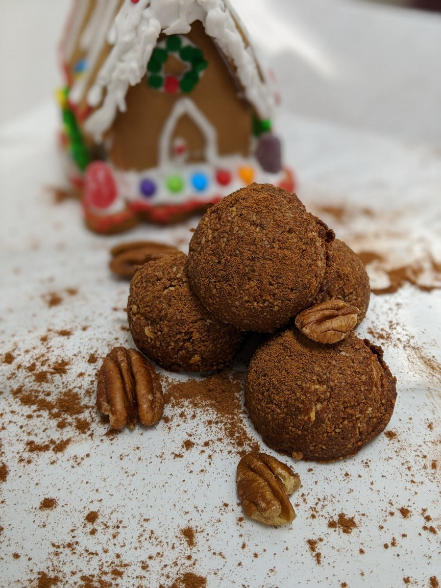 Close up of soft baked Gingerbread Bites with pecans and cinnamon