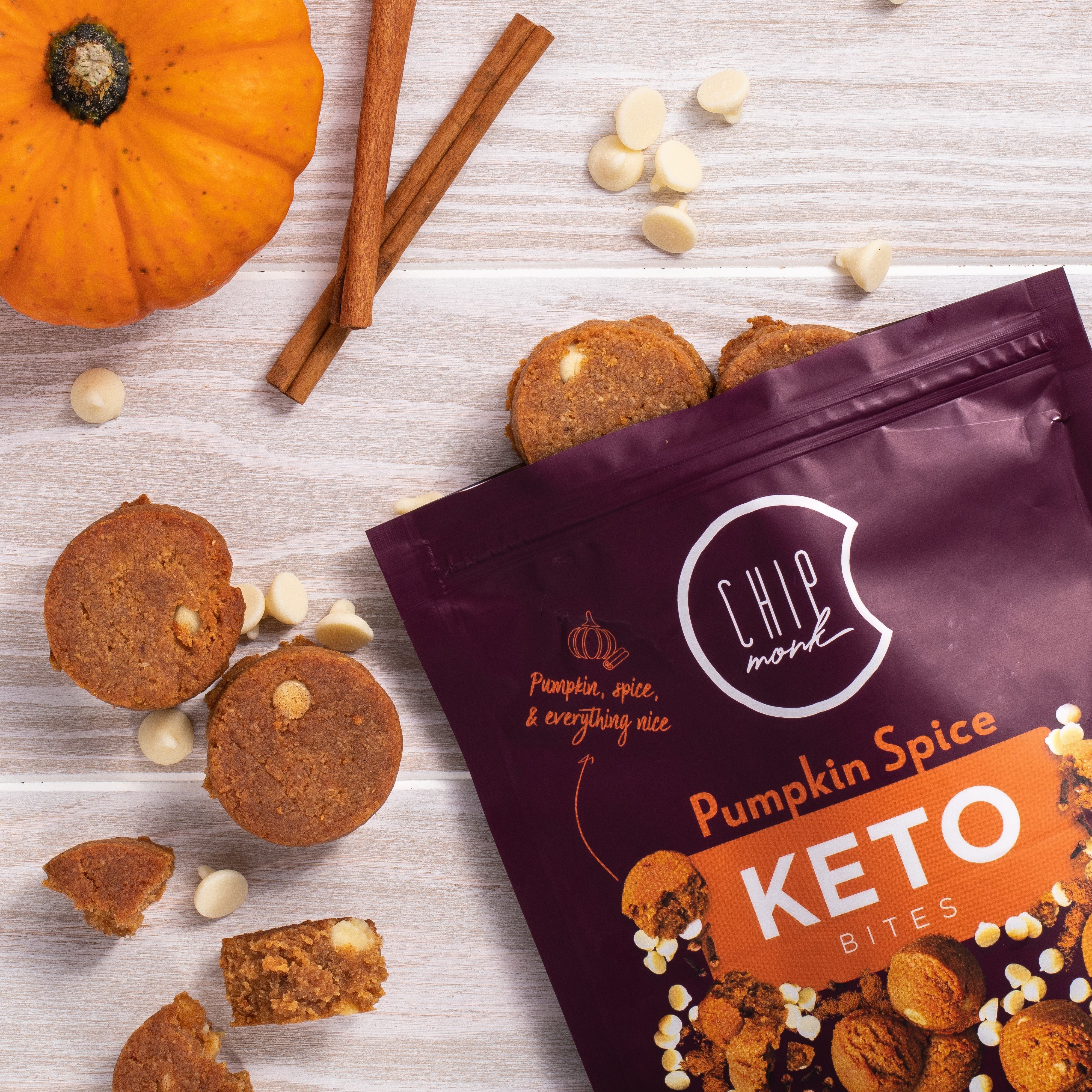 PUMPKIN SPICE - Pumpkin Spice Keto Cookie Bites ChipMonk Baking