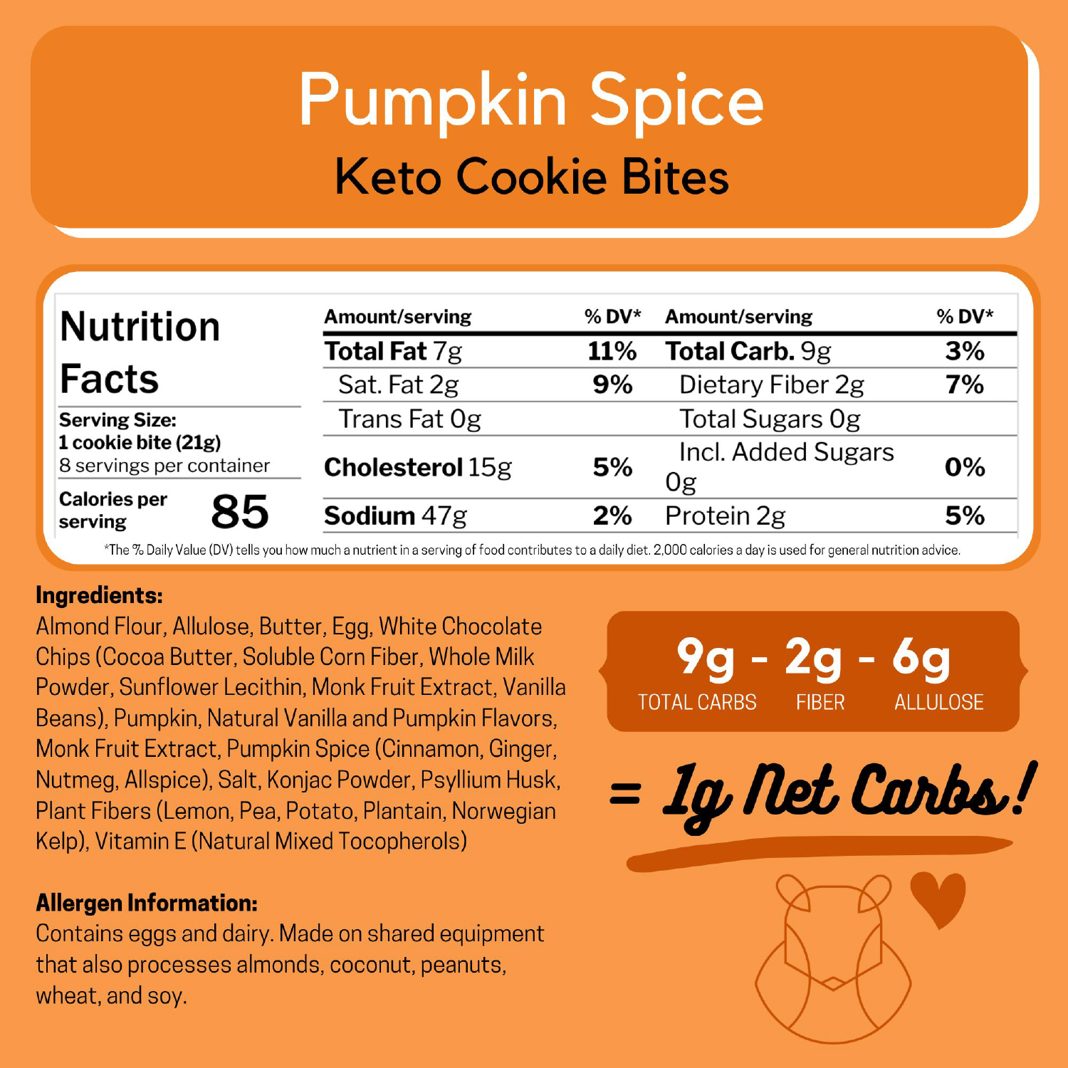 PUMPKIN SPICE - Pumpkin Spice Keto Cookie Bites nutrition
