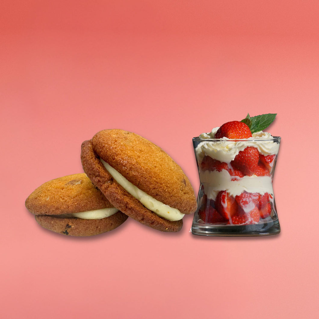 Strawberry Shortcake Keto Cookie Sandwich Small Batch ChipMonk Baking 