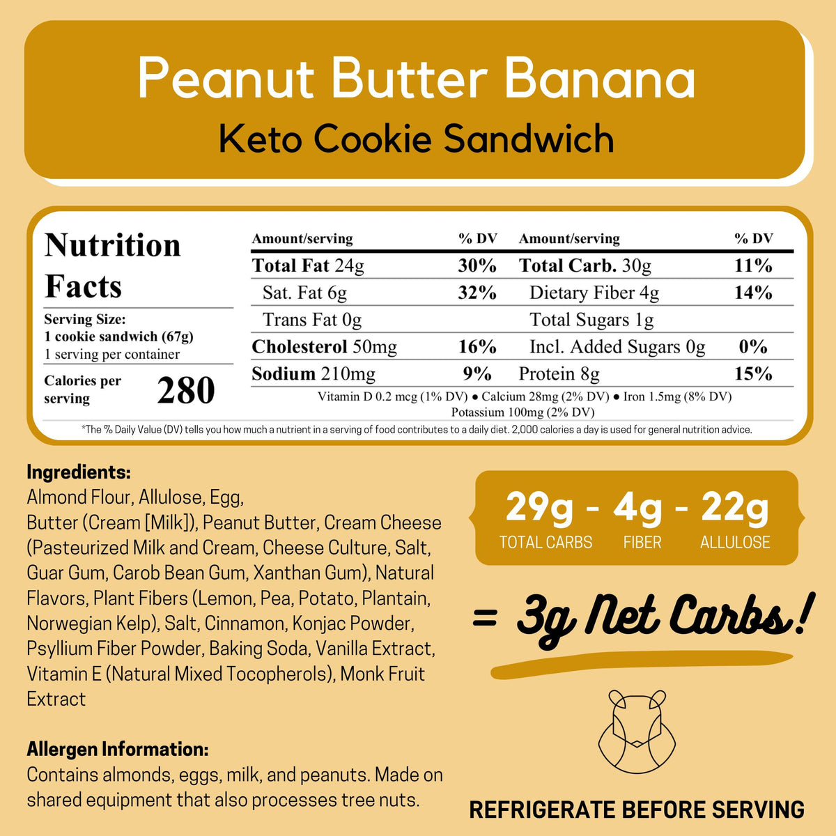 Banana Peanut Butter Keto Cookie Sandwich ChipMonk Baking