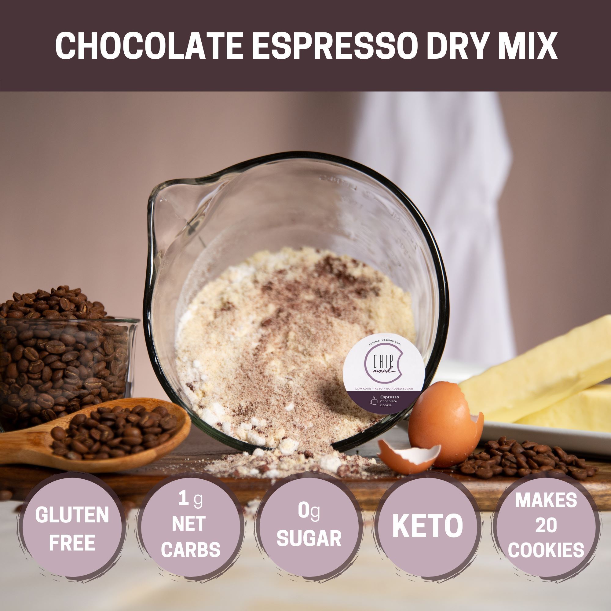 ChipMonk chocolate espresso keto cookie dry mix