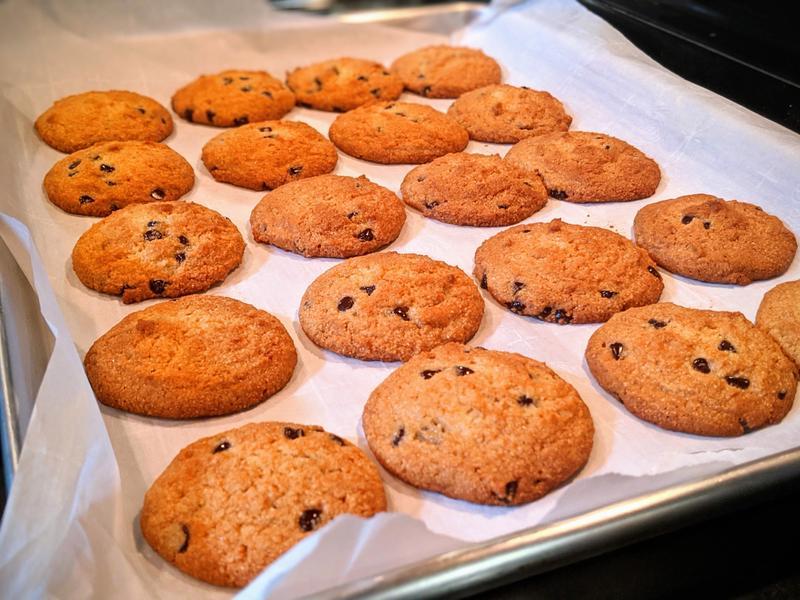ChipMonk's Chocolate ChipMonk keto cookies baked on pan