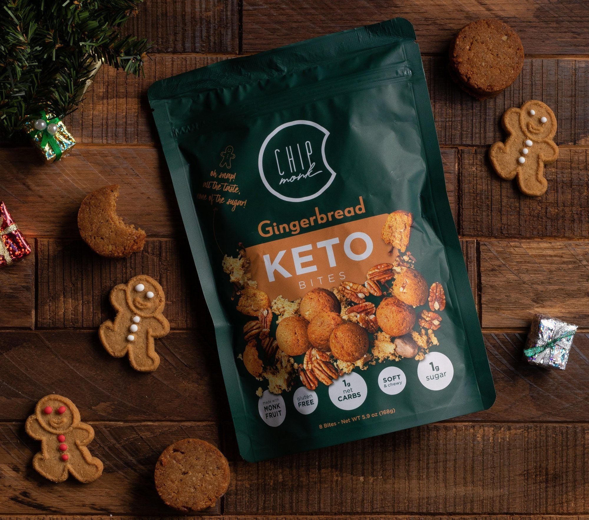 Gingerbread Keto Cookie Bites ChipMonk Baking 