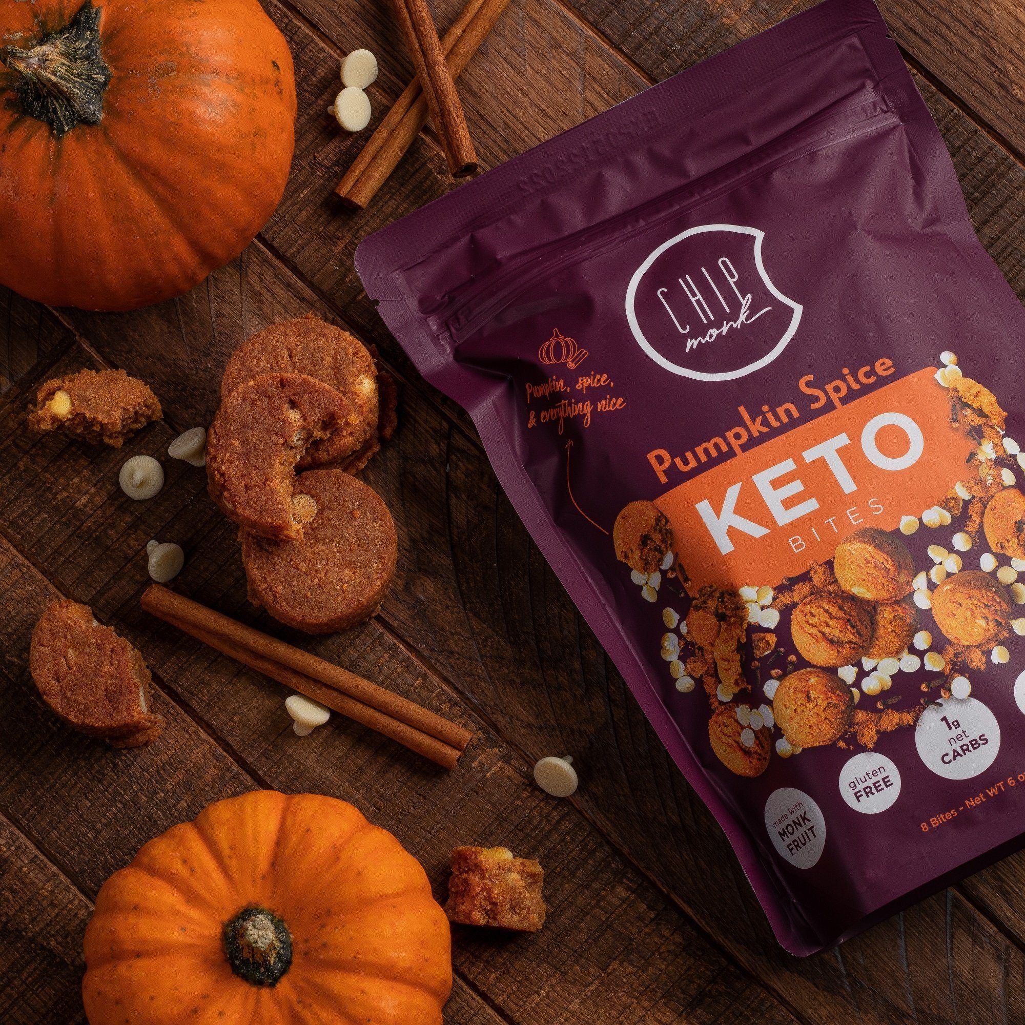 Pumpkin Spice Keto Cookie Bites ChipMonk Baking 